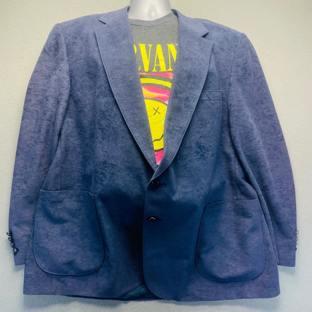 Vintage McGregor blue Faux Suede Sport Coat Men's 50R retro 80s grandpafashion